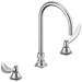 Commercial 23C6 23C674 Two Handle Widespread Lavatory Faucet with Gooseneck Spout - Less Pop-Up - Chrome