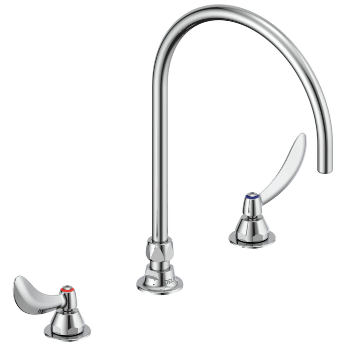 Commercial 23C6 23C674 Two Handle Widespread Bathroom Faucet with Gooseneck Spout - Less Pop-Up - Chrome