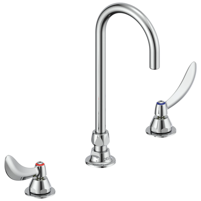 Two Handle Widespread Lavatory Faucet with Gooseneck Spout - Less Pop-Up