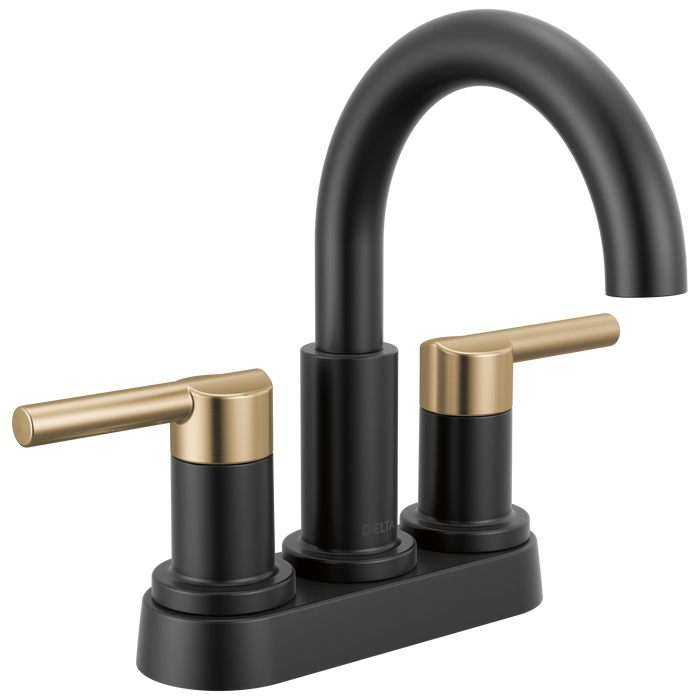 Delta Nicoli 25849LF Two Handle Centerset Bathroom Faucet - Matte Black / Champagne Bronze