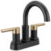 Delta Nicoli 25849LF Two Handle Centerset Bathroom Faucet - Matte Black / Champagne Bronze