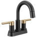 Delta Nicoli 25749LF Two Handle Centerset Pull-Down Bathroom Faucet - Matte Black / Champagne Bronze