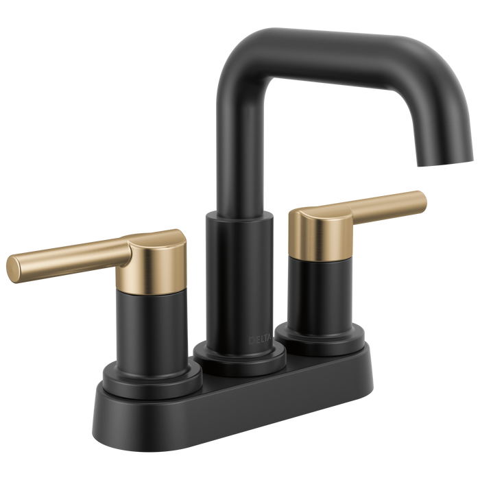 Delta Nicoli 25849LF Two Handle Centerset Bathroom Faucet - Matte Black / Champagne Bronze