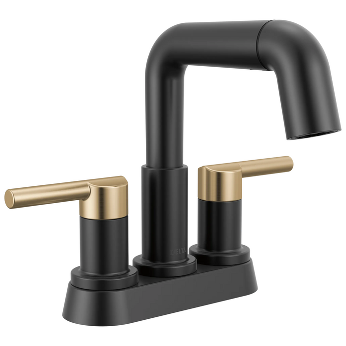 Delta Nicoli 25849LF Two Handle Centerset Pull-Down Bathroom Faucet - Matte Black / Champagne Bronze