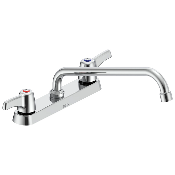 Commercial 26C3 26C3243 Two Handle 8 In Cast Deck-Mount Faucet - Chrome