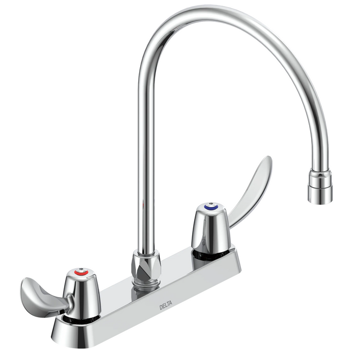 Commercial 26C3 26C3932 Two Handle 8 In Cast Deck-Mount Faucet - Chrome