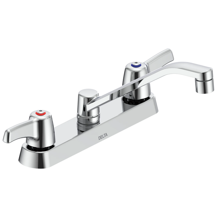 Two Handle 8 In Cast Deck-Mount Faucet