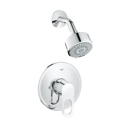 Grohe 27547000 BauLoop Pressure Balanced Shower Single Handle Includes Multi Function Shower Head, Shower Arm and Flange