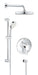 Grohe 35051001 Europlus Shower Trim Package with Single Function Rain Shower Head, Hand Shower, Shower Arm, Flange and 24 Inch Slide Bar