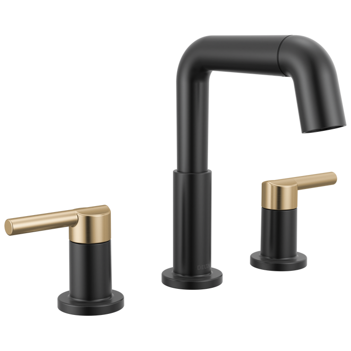 Delta Nicoli 35849LF Two Handle Widespread Pull-Down Bathroom Faucet - Matte Black / Champagne Bronze