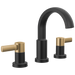 Delta Albion 35855LF Two Handle Widespread Bathroom Faucet - Matte Black / Champagne Bronze