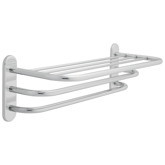 Delta: 24" Brass Towel Shelf with Two Bars, Concealed Mounting
