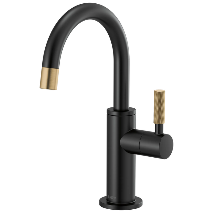 Brizo Litze 61343LF Beverage Faucet with Arc Spout and Knurled Handle - Matte Black/Luxe Gold