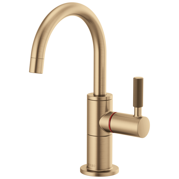 Brizo Litze 61343LF Instant Hot Faucet with Arc Spout and Knurled Handle - Luxe Gold