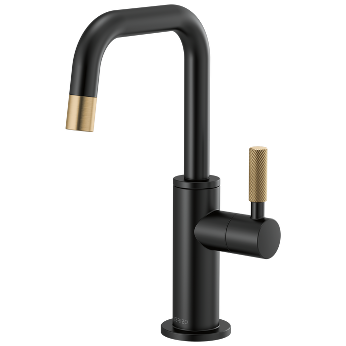 Brizo Litze 61353LF-C Beverage Faucet with Square Spout and Knurled Handle - Matte Black/Luxe Gold