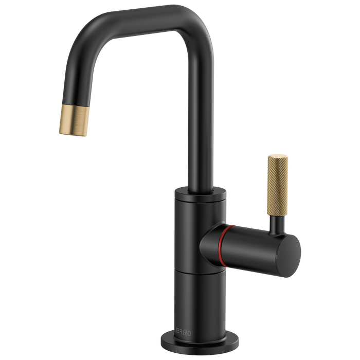 Brizo Litze 61353LF Instant Hot Faucet with Square Spout and Knurled Handle - Matte Black/Luxe Gold