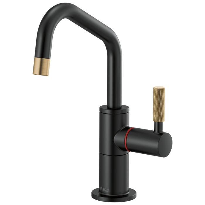 Instant Hot Faucet with Angled Spout and Knurled Handle