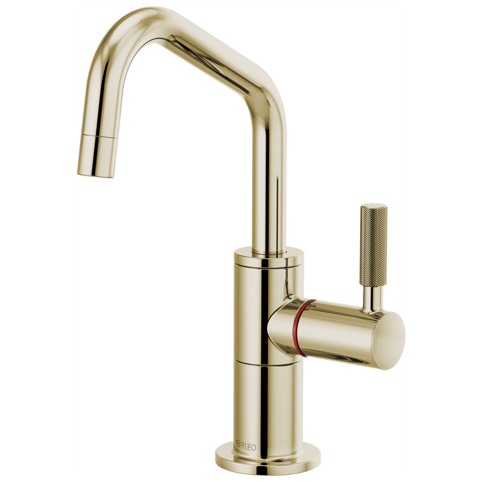 Instant Hot Faucet with Angled Spout and Knurled Handle