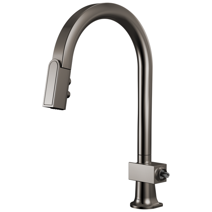 Brizo Frank Lloyd Wright 63022LF Pull-Down Kitchen Faucet with Arc Spout - Less Handle - Brilliance Black Onyx