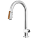 Brizo Frank Lloyd Wright 63022LF Pull-Down Kitchen Faucet with Arc Spout and Wood Wand - Less Handle - Polished Chrome / Teak Wood