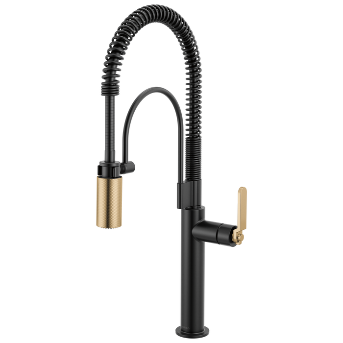 Brizo Litze 63344LF Semi-Professional Kitchen Faucet - Industrial Handle - Matte Black/Luxe Gold