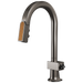 Brizo Frank Lloyd Wright 63922LF Pull-Down Prep Faucet with Arc Spout and Wood Wand - Less Handle - Brilliance Black Onyx / Wood