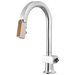 Brizo Frank Lloyd Wright 63922LF Pull-Down Prep Faucet with Arc Spout and Wood Wand - Less Handle - Polished Chrome / Teak Wood