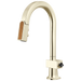 Brizo Frank Lloyd Wright 63922LF Pull-Down Prep Faucet with Arc Spout and Wood Wand - Less Handle - Polished Nickel / Wood