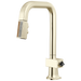 Brizo Frank Lloyd Wright 63923LF Pull-Down Prep Faucet with Square Spout and Wood/Concrete Wand - Less Handle - Polished Nickel / Wood