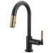 Brizo Litze 63943LF Pull-Down Prep Faucet with Arc Spout - Knurled Handle - Matte Black/Luxe Gold