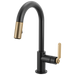 Brizo Litze 63944LF Pull-Down Prep Faucet with Arc Spout - Industrial Handle - Matte Black/Luxe Gold