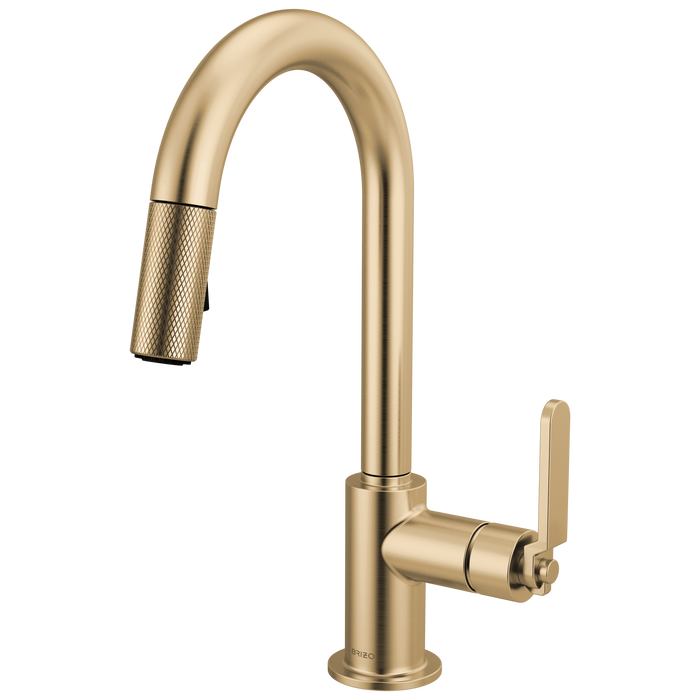 Brizo Litze 63944LF Pull-Down Prep Faucet with Arc Spout - Industrial Handle - Luxe Gold