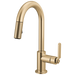 Brizo Litze 63944LF Pull-Down Prep Faucet with Arc Spout - Industrial Handle - Luxe Gold