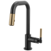 Brizo Litze 63953LF Pull-Down Prep Faucet with Square Spout - Knurled Handle - Matte Black/Luxe Gold