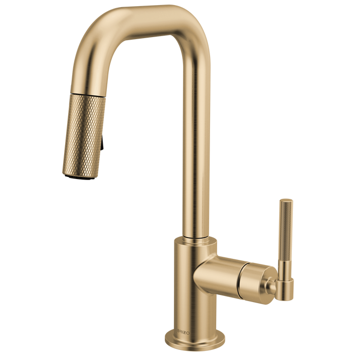 Brizo Litze 63953LF Pull-Down Prep Faucet with Square Spout - Knurled Handle - Luxe Gold