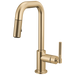 Brizo Litze 63953LF Pull-Down Prep Faucet with Square Spout - Knurled Handle - Luxe Gold