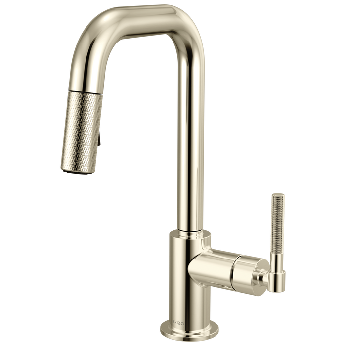 Brizo Litze 63953LF Pull-Down Prep Faucet with Square Spout - Knurled Handle - Polished Nickel