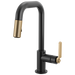 Brizo Litze 63954LF Pull-Down Prep Faucet with Square Spout - Industrial Handle - Matte Black/Luxe Gold