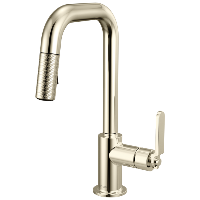 Brizo Litze 63954LF Pull-Down Prep Faucet with Square Spout - Industrial Handle - Polished Nickel