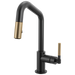 Brizo Litze 63963LF Pull-Down Prep Faucet with Angle Spout - Knurled Handle - Matte Black/Luxe Gold