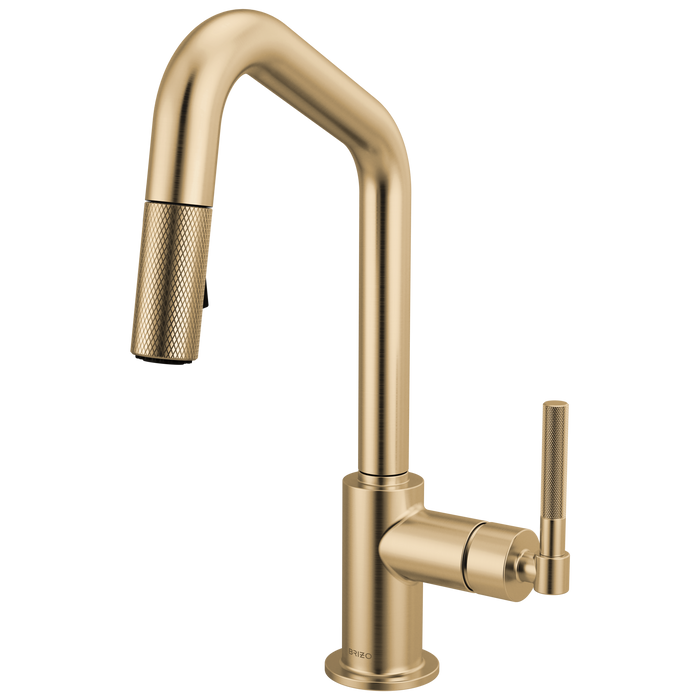 Brizo Litze 63963LF Pull-Down Prep Faucet with Angle Spout - Knurled Handle - Luxe Gold