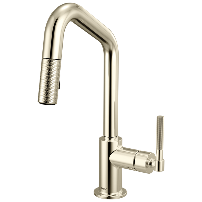 Brizo Litze 63963LF Pull-Down Prep Faucet with Angle Spout - Knurled Handle - Polished Nickel