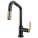 Brizo Litze 63964LF Pull-Down Prep Faucet with Angle Spout - Industrial Handle - Matte Black/Luxe Gold