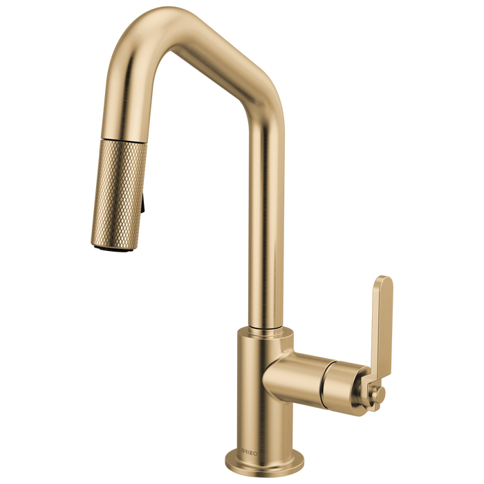 Brizo Litze 63964LF Pull-Down Prep Faucet with Angle Spout - Industrial Handle - Luxe Gold