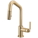 Brizo Litze 63964LF Pull-Down Prep Faucet with Angle Spout - Industrial Handle - Luxe Gold