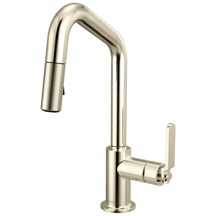 Brizo Litze 63964LF Pull-Down Prep Faucet with Angle Spout - Industrial Handle - Polished Nickel