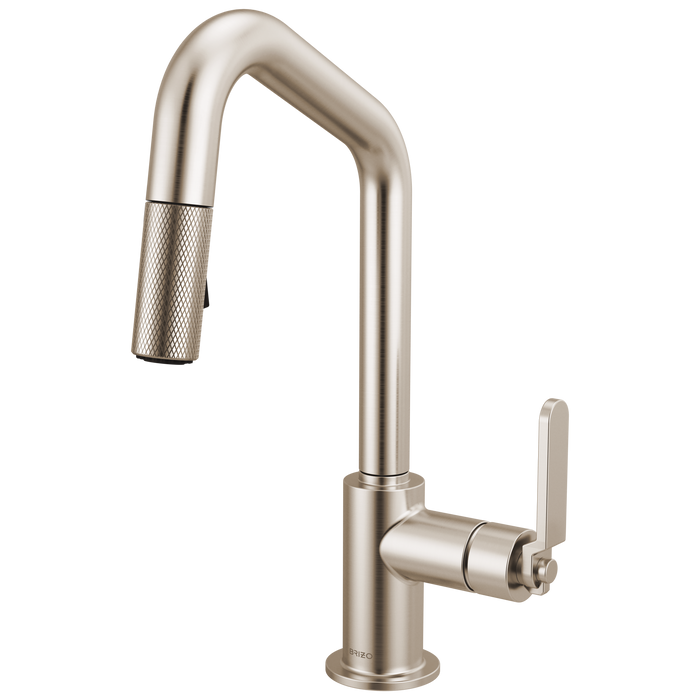 Brizo Litze 63964LF Pull-Down Prep Faucet with Angle Spout - Industrial Handle - Stainless