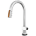 Brizo Frank Lloyd Wright 64022LF SmartTouch Pull-Down Kitchen Faucet with Arc Spout and Wood Wand - Less Handle - Polished Chrome / Teak Wood