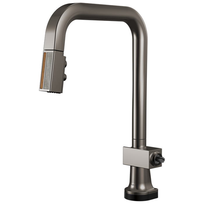 Brizo Frank Lloyd Wright 64023LF SmartTouch Pull-Down Kitchen Faucet with Square Spout and Wood/Concrete Wand - Less Handle - Brilliance Black Onyx