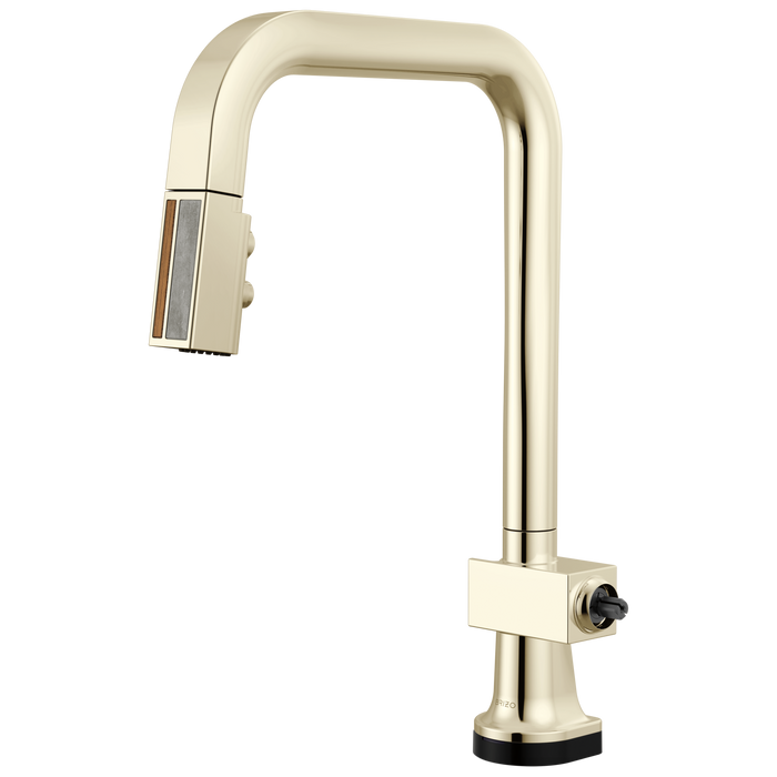 Brizo Frank Lloyd Wright 64023LF SmartTouch Pull-Down Kitchen Faucet with Square Spout and Wood/Concrete Wand - Less Handle - Polished Nickel / Wood